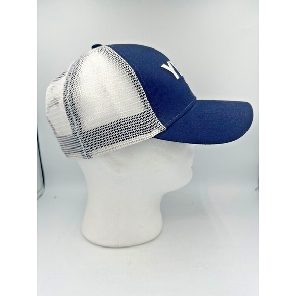 Yeti Coolers Mesh Snapback Trucker Hat Blue White Logo Baseball Cap Embroidered - Picture 3 of 7